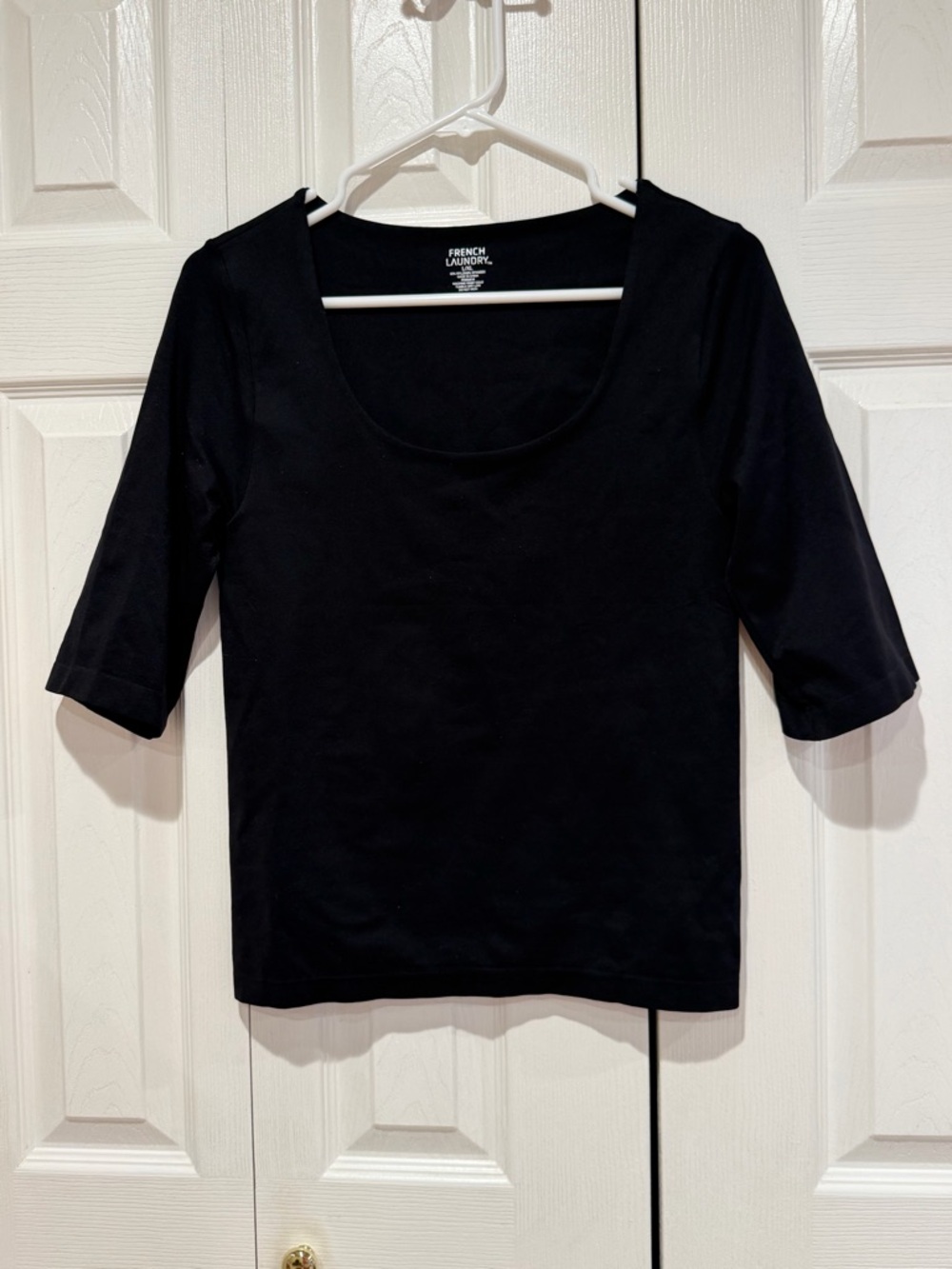 French Laundry Black Scoop Neck Short Sleeve Top